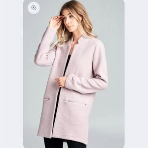 Ellison collarless long mauve jacket